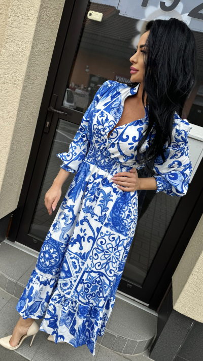 Modrobiele šaty – Karolína