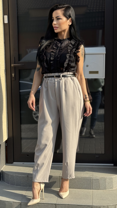 Béžové elegantne nohavice