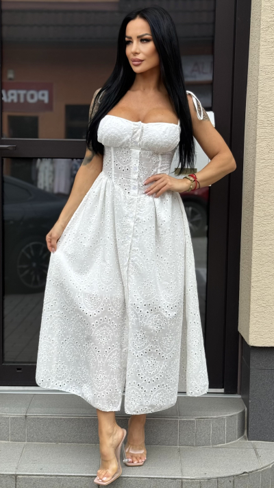 Biele madeirové šaty 