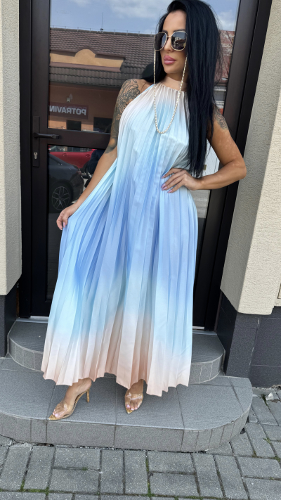 Bledomodré skladané šaty – Natália