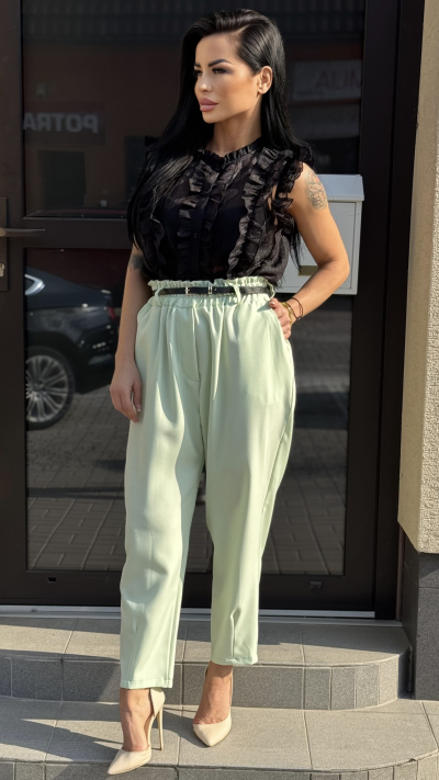 Bledozelené elegantne nohavice