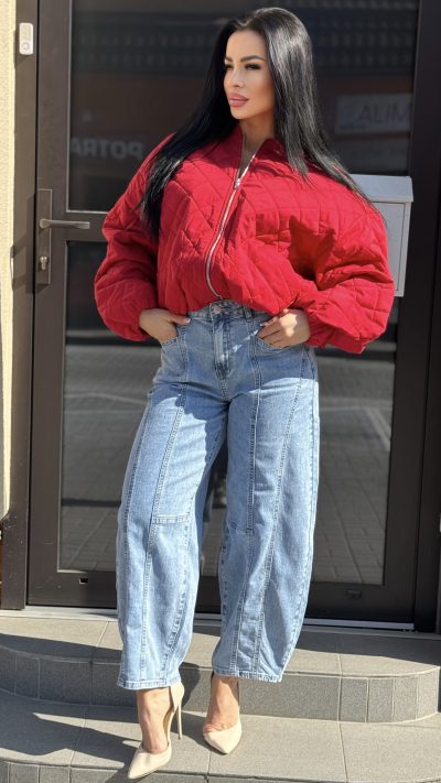 Červená dámska bomber bunda