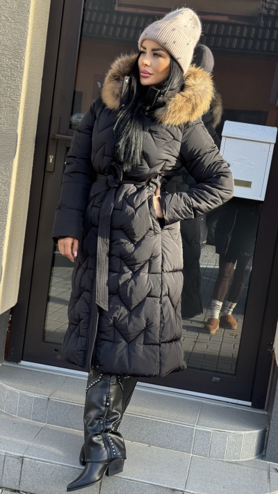 Čierna dlhá zimná bunda