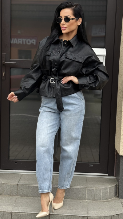 Čierna koženka s opaskom