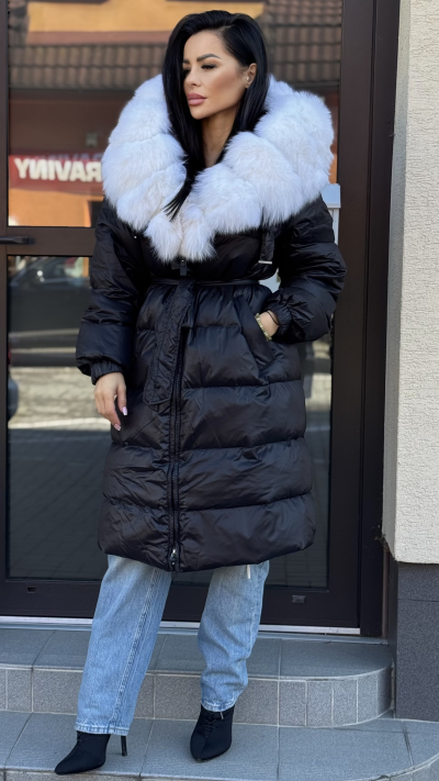 Dámska zimná bunda s naturálnou kožušinou