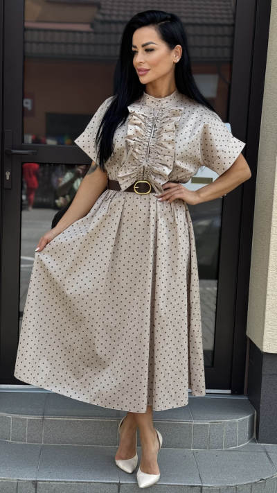 Dámske bodkované midi šaty 