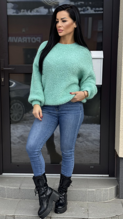 Dámsky sveter – mentolová farba