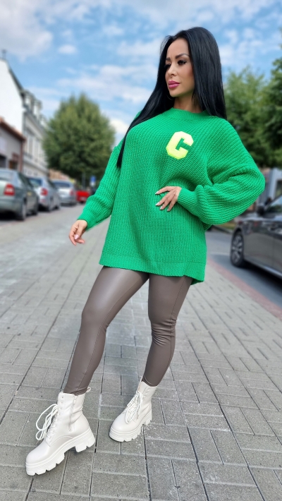 Dámsky svetrík s  C - zelený 