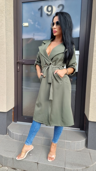 Dámsky trenchcoat – KAKI farba