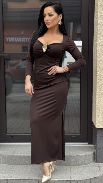 Elegantne hnedé šaty