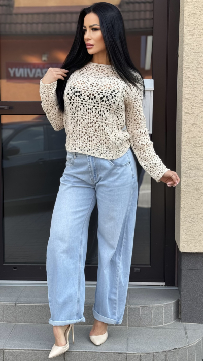 Háčkovaný dámsky sveter