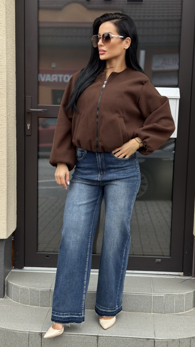 Jesenná bomber bunda – hnedá farba