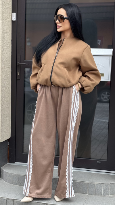 Karamelové Tepláky s čipkou