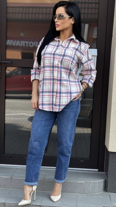 Károvaná košeľa – ružová