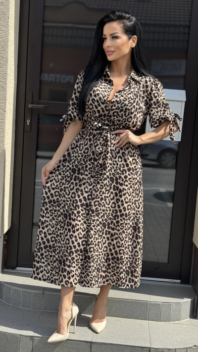 Košeľové  šaty – leopardí vzor