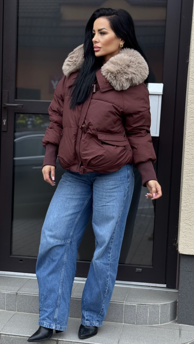 Krátka zimná bunda s kožušinou - Lenka