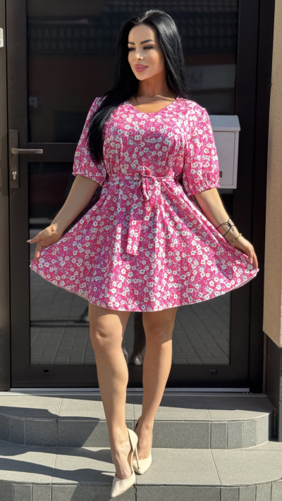 Kvetované šaty – ružová farba