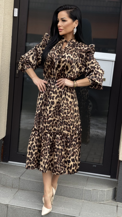Leopardie Midi šaty