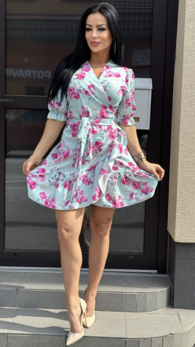 Modre letné zavinovacie šaty