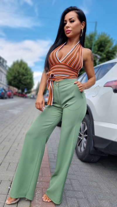 Oranžový crop top na viazanie 