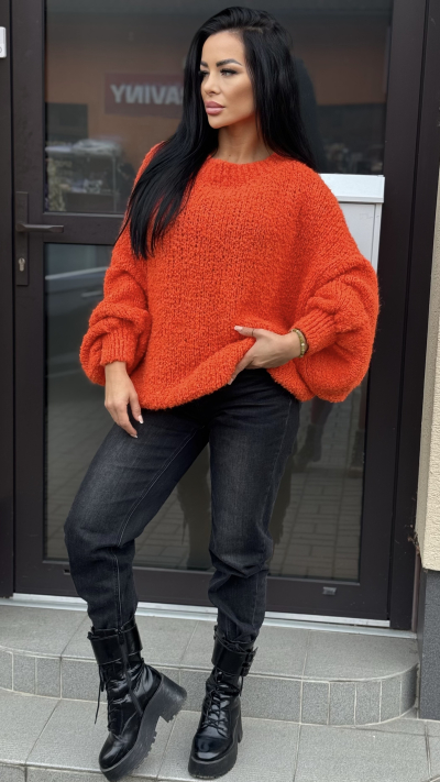 Oranžový dámsky svetrík