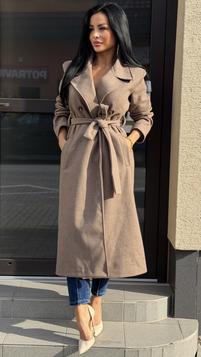 Pieskový elegantný kabát