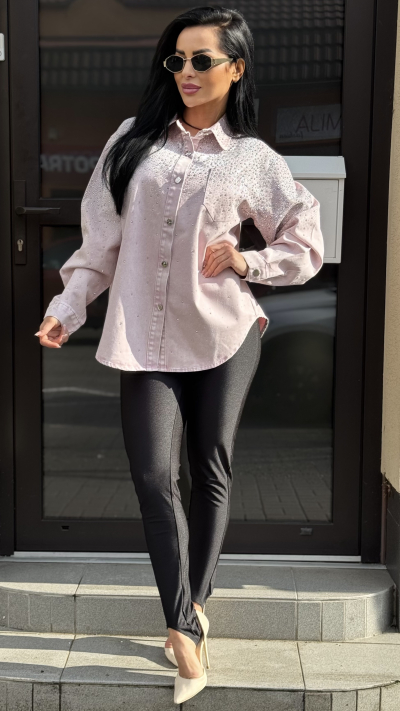 Ružová košeľa s kamienkami