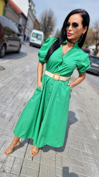 Zelené šaty midi dĺžka 